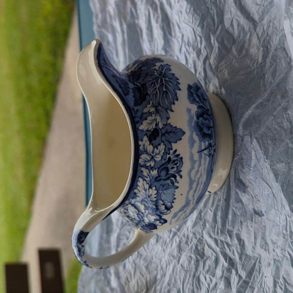 Enoch Woods English Scenery‎ Blue White Creamer Wood & Sons England Woods Ware